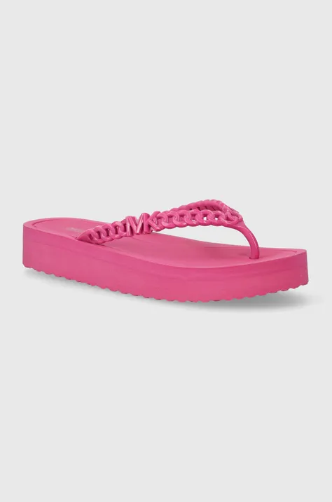 Žabky MICHAEL Michael Kors Zaza Flip Flop dámske, ružová farba, na platforme, 40S4ZAFA1B
