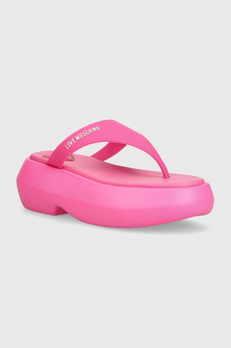 Вьетнамки Love Moschino женские цвет розовый на платформе JA28097I0II39604