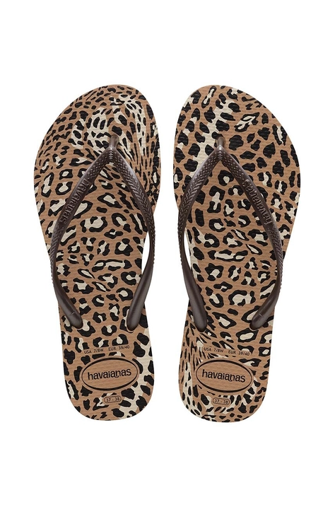 В'єтнамки Havaianas SLIM ANIMALS жіночі колір коричневий на плоскому ходу 4103352.6841