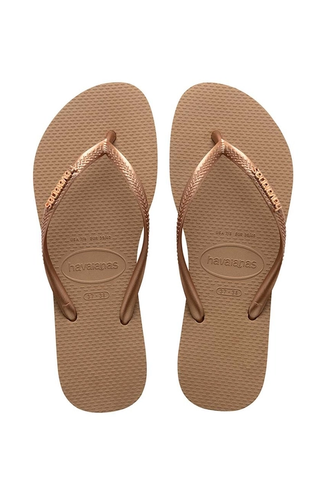 Σαγιονάρες Havaianas SLIM LOGO χρώμα: χρυσαφί, 4119875.3581