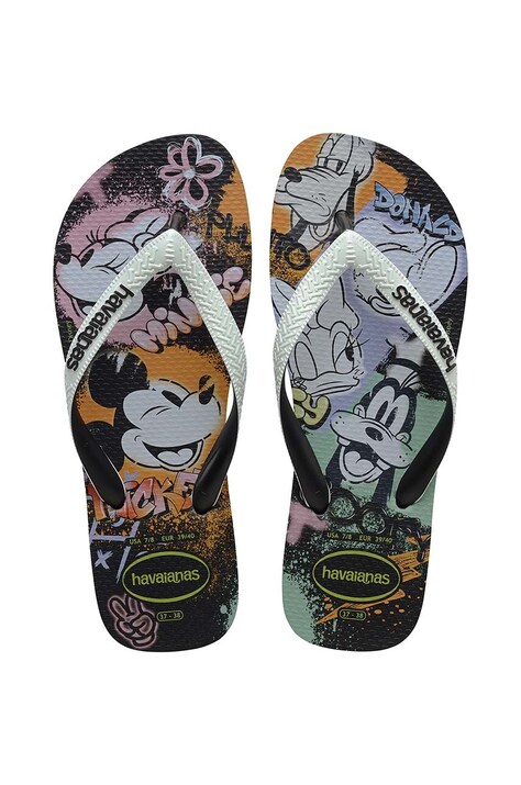 Žabky Havaianas DISNEY STYLISH dámske, čierna farba, na plochom podpätku, 4123500.4747