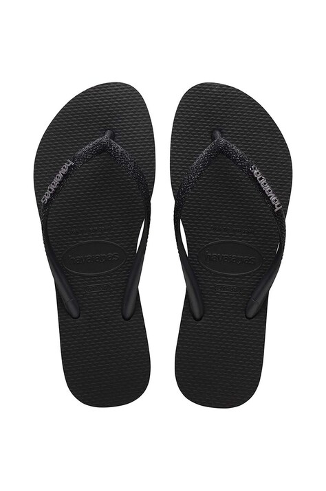 Havaianas japonki SLIM GLITTER II damskie kolor czarny na płaskim obcasie 4146975.1069