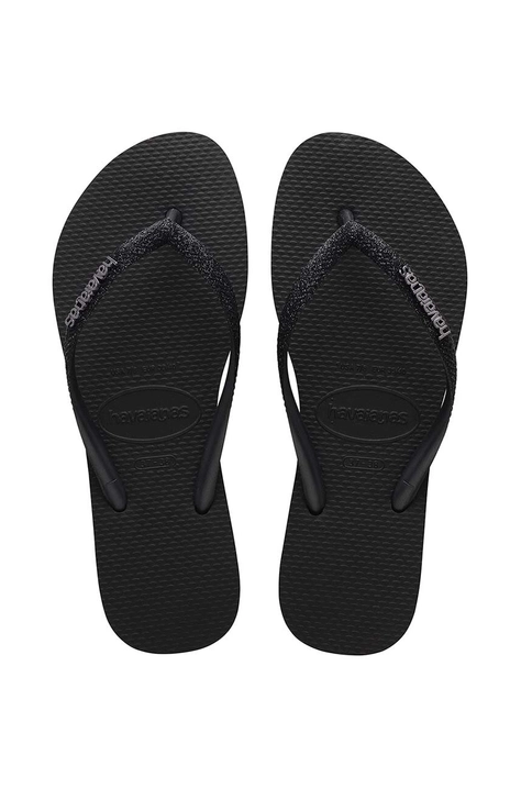 Havaianas japonki SLIM GLITTER II damskie kolor czarny na płaskim obcasie 4146975.1069