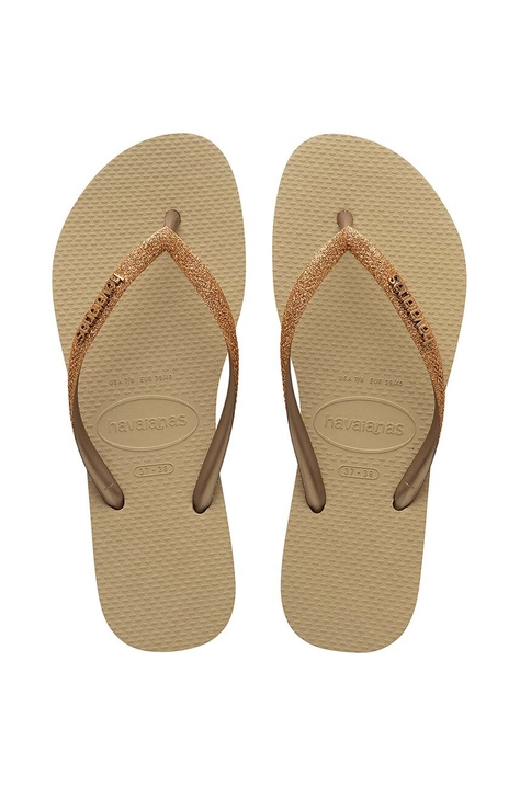 Σαγιονάρες Havaianas SLIM GLITTER II χρώμα: χρυσαφί, 4146975.9177