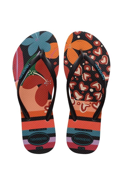 Žabky Havaianas SLIM PATCHWORK dámské, černá barva, na plochém podpatku, 4148944.9446