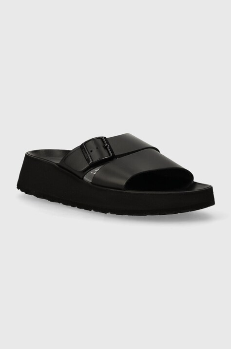 Birkenstock papuci de piele BIRKENSTOCK X PAPILLIO Almina femei, culoarea negru, cu platforma, 1026872