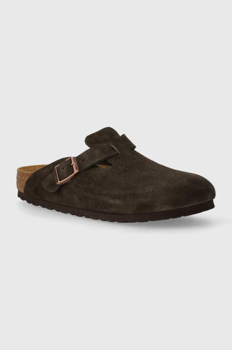 Велурени чехли Birkenstock Boston в кафяво 1027460