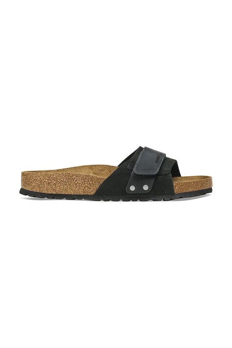 Birkenstock klapki skórzane Oita damskie kolor czarny 1024200