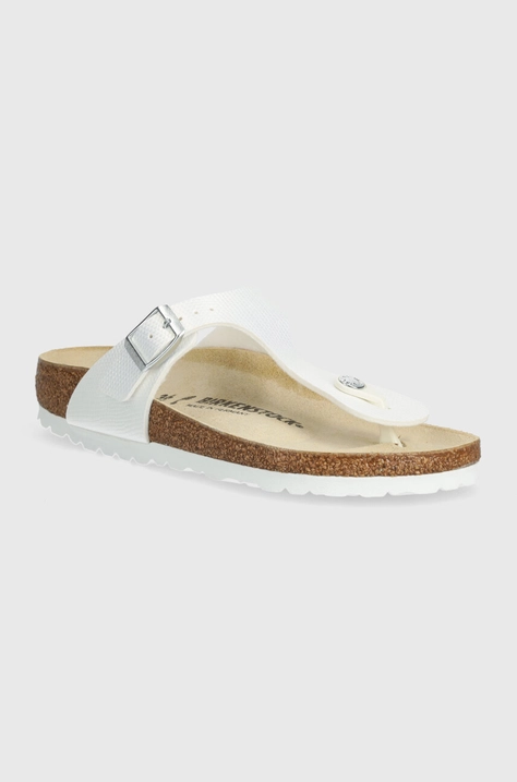 Otroške japonke Birkenstock Gizeh K BF Shiny Lizard bela barva