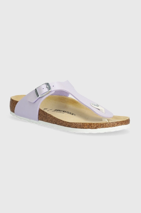 Дитячі в'єтнамки Birkenstock Gizeh K BF Shiny Lizard колір фіолетовий