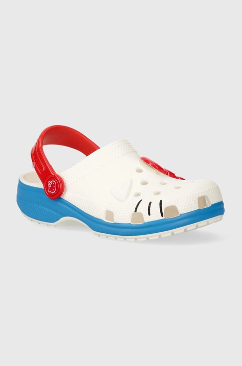 Detské šľapky Crocs HELLOITTY IAM CLASSIC CLOG biela farba