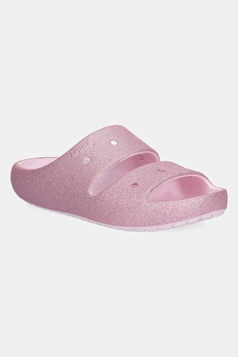 Otroški natikači Crocs CLASSIC GLITTER SANDAL V roza barva