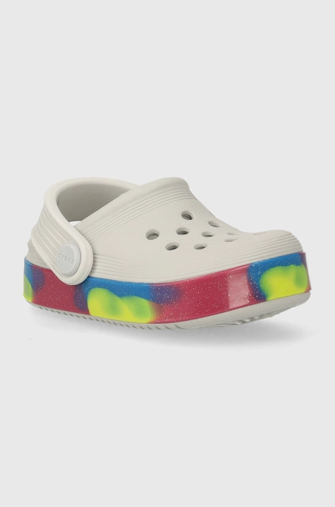 Crocs klapki dziecięce OFF COURT GLITTER BAND CLOG kolor szary