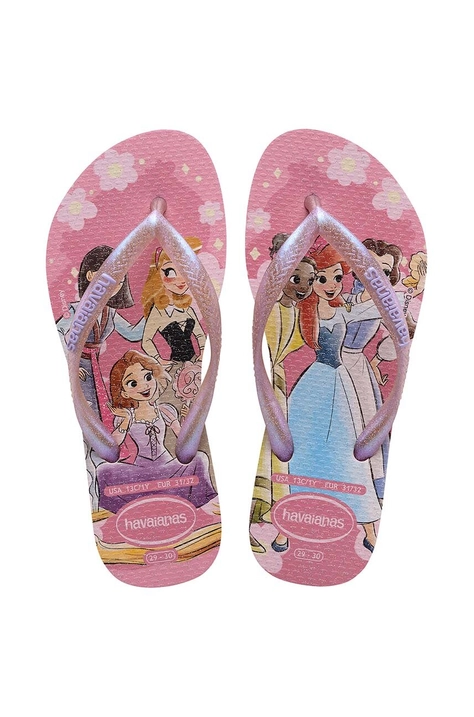 Dětské žabky Havaianas KIDS SLIM PRINCESS růžová barva