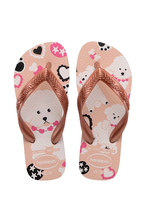 Otroške japonke Havaianas KIDS TOP PETS BALLET bež barva