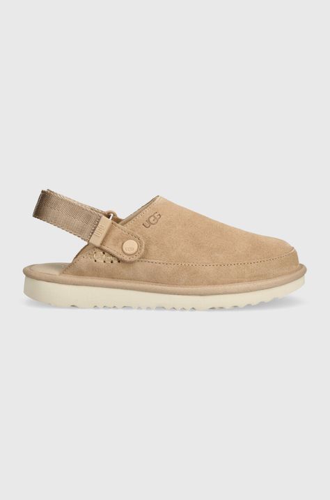 Παιδικές παντόφλες σουέτ UGG GOLDENSTAR CLOG χρώμα: μπεζ