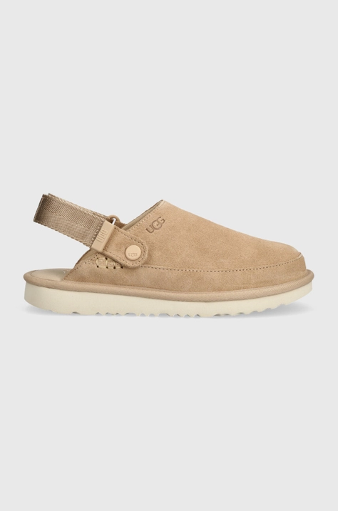 UGG papuci din piele intoarsa pentru copii GOLDENSTAR CLOG culoarea bej