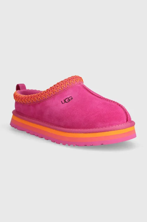 UGG papuci din piele intoarsa pentru copii TAZZ culoarea roz