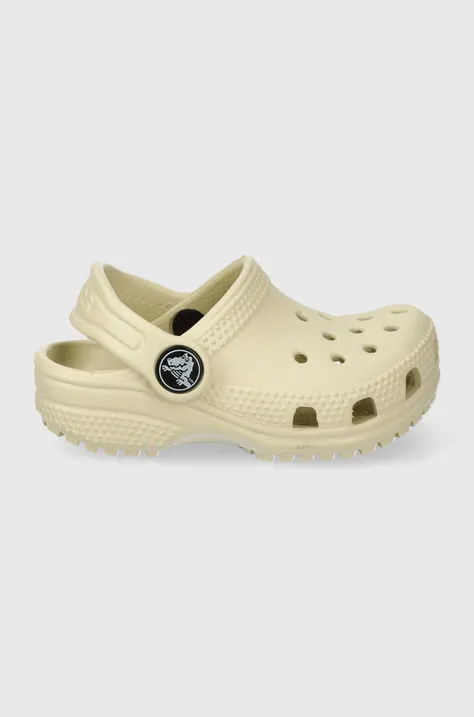 Dětské pantofle Crocs CLASSIC CLOG béžová barva