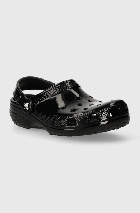 Otroški natikači Crocs CLASSIC HIGH SHINE CLOG črna barva