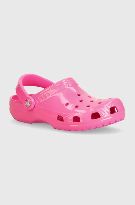 Дитячі шльопанці Crocs Classic Neon Highlighter Cg колір рожевий
