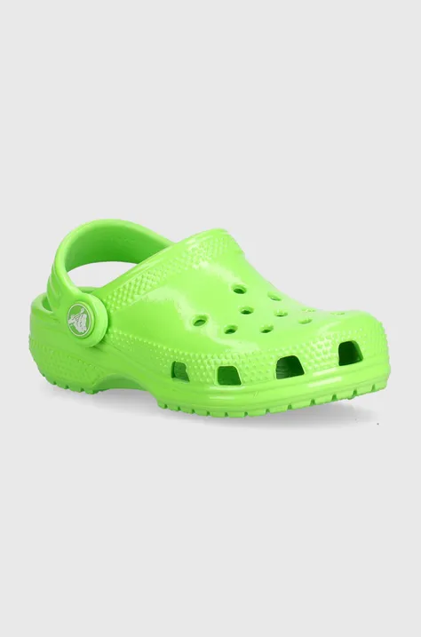 Dětské pantofle Crocs Classic Neon Highlighter Cg zelená barva