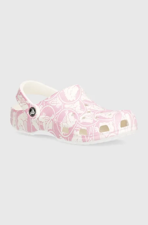 Dětské pantofle Crocs Classic Duke Print Clog růžová barva