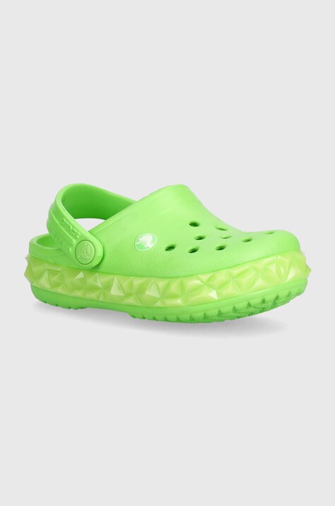 Дитячі шльопанці Crocs Geometric Glow Band колір зелений
