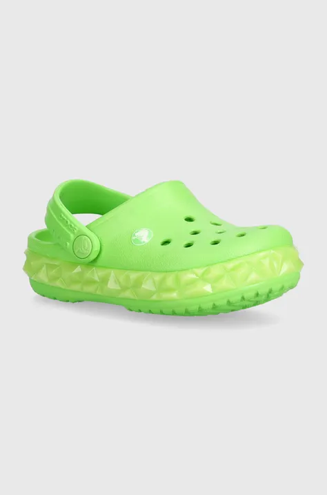 Detské šľapky Crocs Geometric Glow Band zelená farba