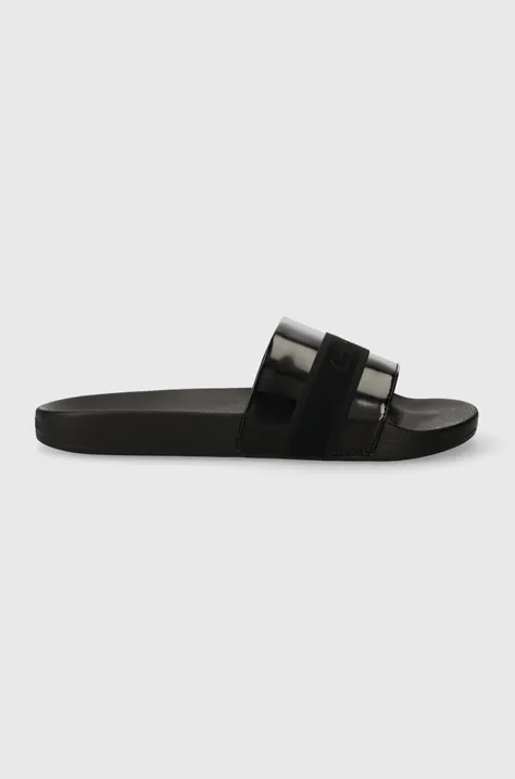 Παντόφλες Calvin Klein POOL SLIDE WEB χρώμα: μαύρο, HM0HM01359