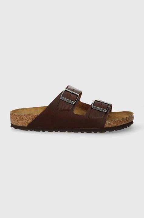 Δερμάτινες παντόφλες Birkenstock Arizona Grip χρώμα: καφέ, 1023117