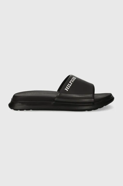 Tommy Hilfiger papuci DUAL DENSITY HILIFGER POOL SLIDE barbati, culoarea negru, FM0FM05017