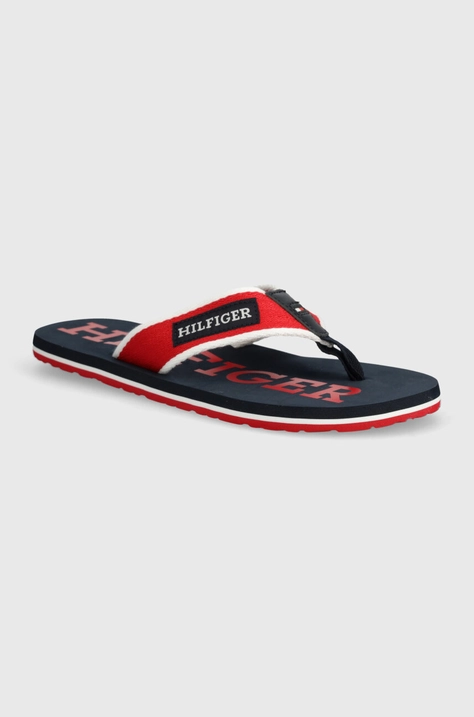 Tommy Hilfiger slapi PATCH BEACH SANDAL barbati, culoarea rosu, FM0FM05024