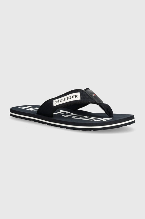 Žabky Tommy Hilfiger PATCH BEACH SANDAL pánske, tmavomodrá farba, FM0FM05024