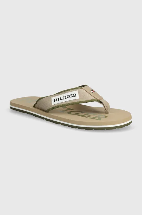 Σαγιονάρες Tommy Hilfiger PATCH BEACH SANDAL χρώμα: μπεζ, FM0FM05024