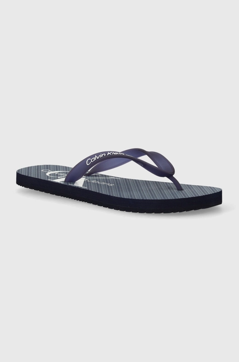 Žabky Calvin Klein Jeans BEACH SANDAL GLOSSY pánske, tmavomodrá farba, YM0YM00952