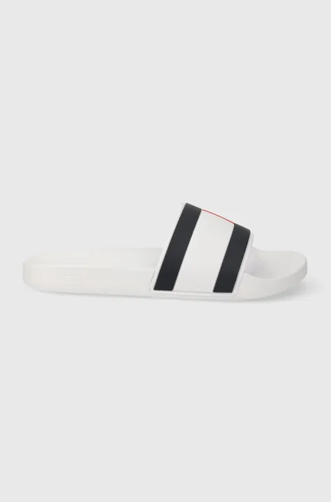 Tommy Hilfiger papucs RUBBER TH FLAG POOL SLIDE fehér, férfi, FM0FM04236