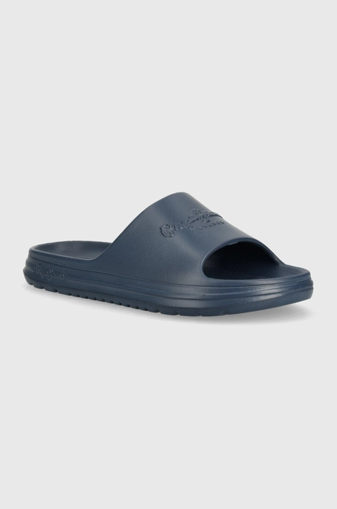 Pepe Jeans papuci Beach Slide barbati, culoarea albastru marin, BEACH SLIDE M