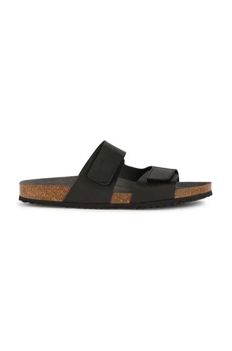 Geox slapi de piele U SANDAL GHITA barbati, culoarea negru, U359VA 00043 C9999