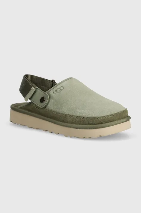 Semišové papuče UGG Goldencoast Clog zelená barva, 1142172