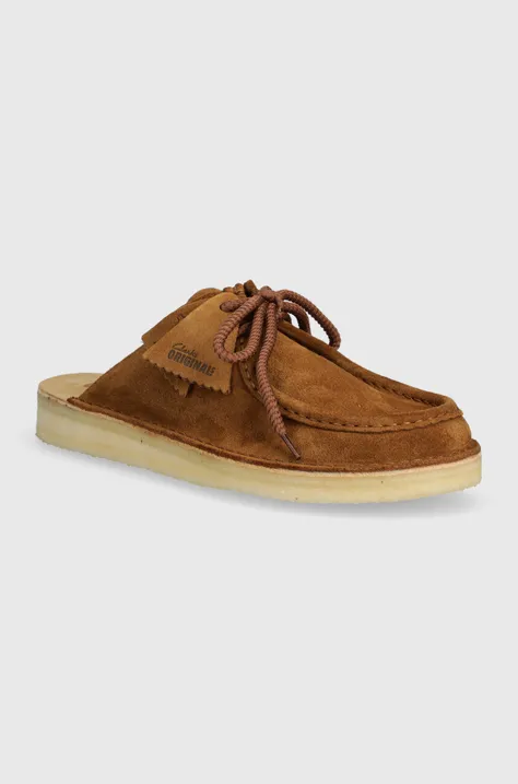 Clarks Originals papuci din piele DSRT Nomad Mule barbati, culoarea maro, 26175863