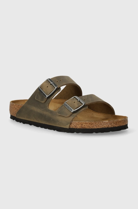 Шльопанці з нубуку Birkenstock Arizona колір зелений 1027022