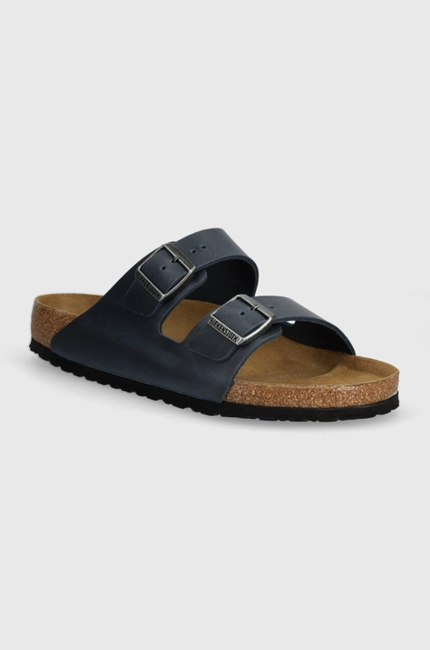 Birkenstock slapi de piele Arizona barbati, culoarea albastru marin, 1027033