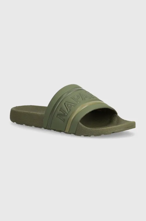 Pantofle Napapijri STREAM pánské, zelená barva, NP0A4I8F.GD6