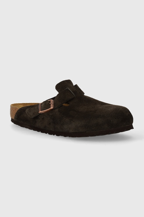 Замшевые шлепанцы Birkenstock Boston мужские цвет коричневый 60901