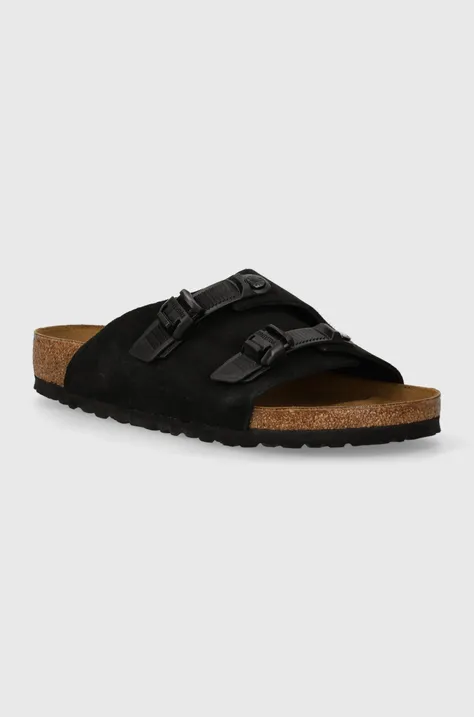 Semišové šľapky Birkenstock Zürich pánske, čierna farba, 1026763