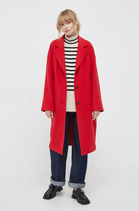 Вовняне пальто Marc O'Polo колір червоний перехідний