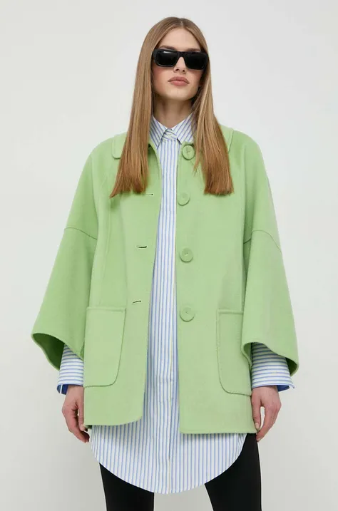 Vuneni kaput Luisa Spagnoli boja: zelena, za prijelazno razdoblje, oversize