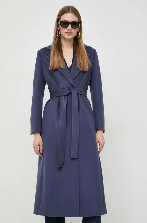 Вовняне пальто MAX&Co. колір синій перехідний без застібки