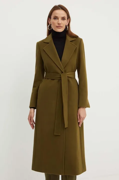 Vlněný kabát MAX&Co. zelená barva, přechodný, bez zapínání, 2416011011200